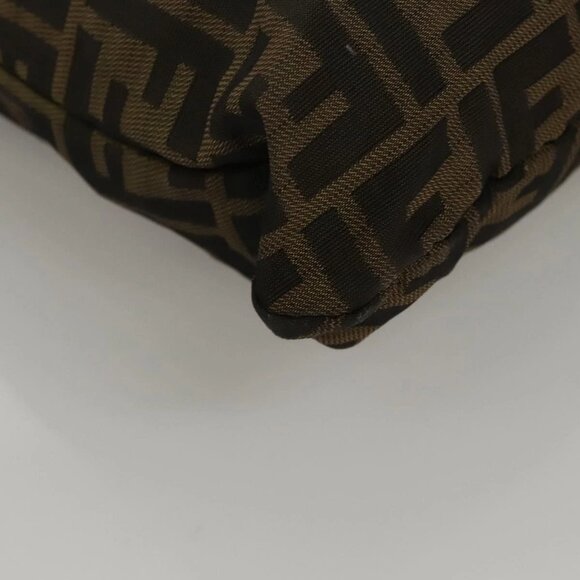FENDI Zucca Canvas Hand Bag Brown Black Auth ep8370 - Picture 11 of 16